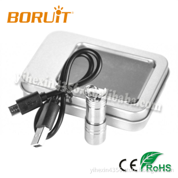 Boruit SLD-F7 Mini Stainless Steel Rechargeable Flashlight with Gift Box